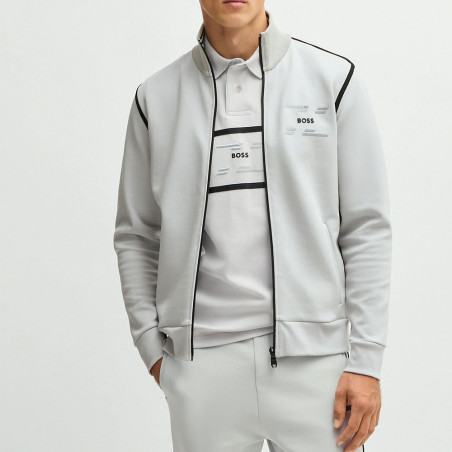 Sweat Zippé BOSS Skaz Tape – Gris Clair – Homme