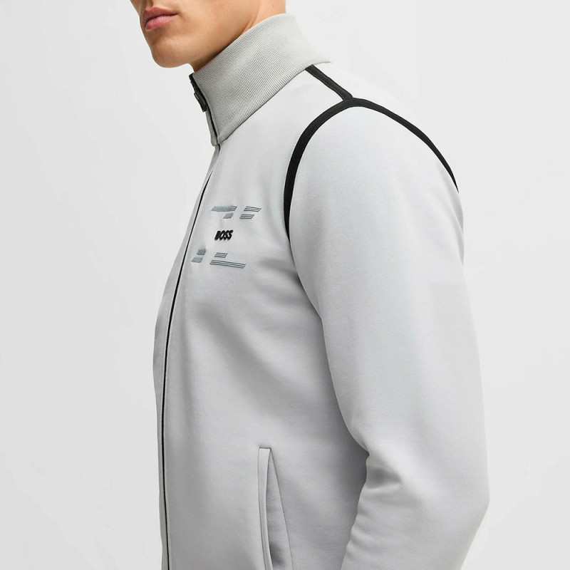Sweat Zippé BOSS Skaz Tape – Gris Clair – Homme