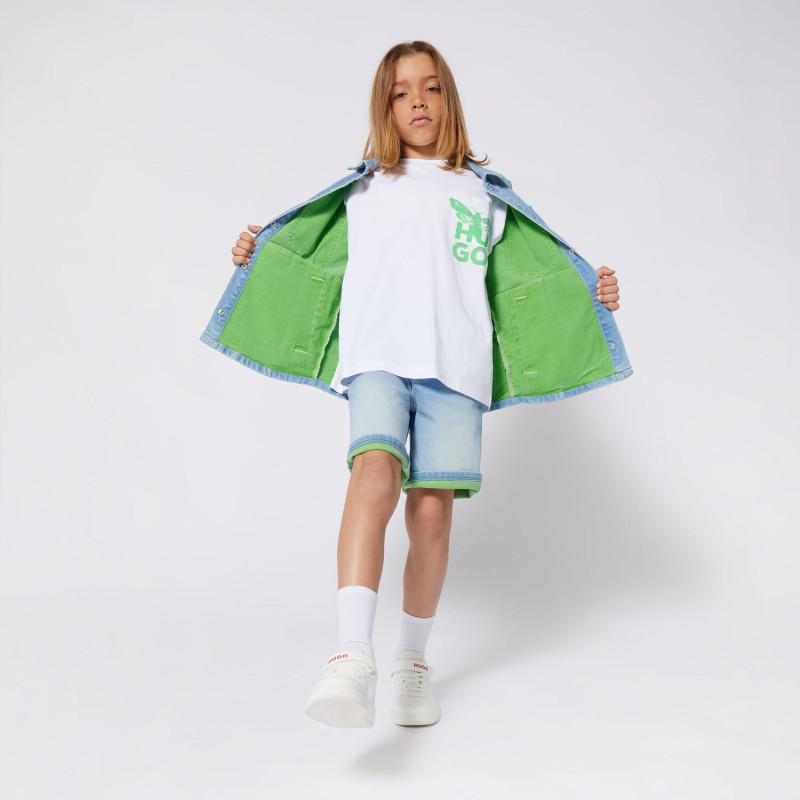 T-shirt Enfant HUGO Blanc – Coton Bio & Motif Papillon | DM'Sports