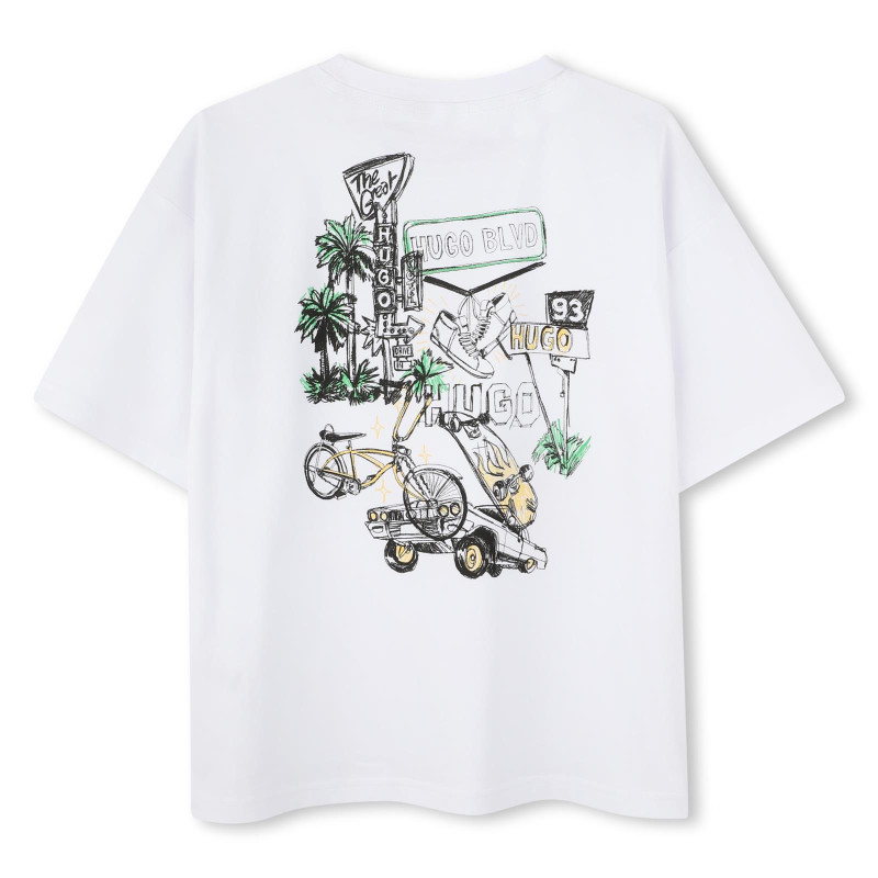 T-shirt Enfant HUGO – 100 % Coton Bio & Détails Fantaisie – Blanc