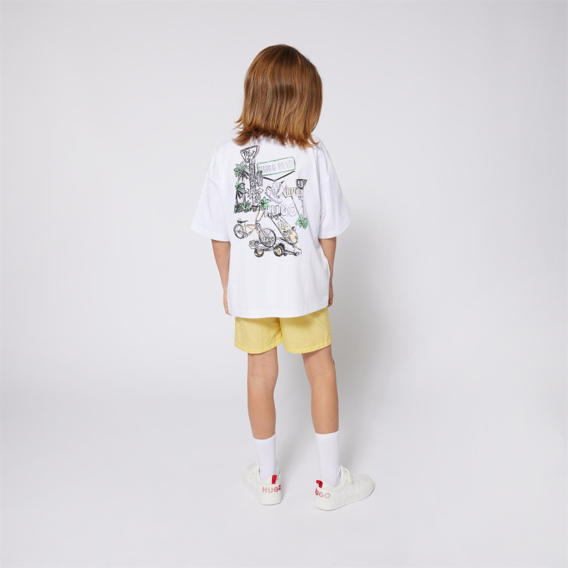 T-shirt Enfant HUGO – 100 % Coton Bio & Détails Fantaisie – Blanc