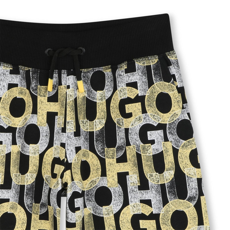 Bermuda de Jogging HUGO – Molleton Confort & Monogramme Intégral – Jaune – Enfant