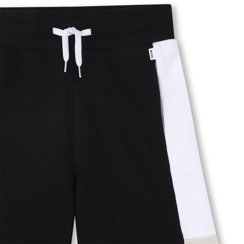 Bermuda de jogging tricolore Boss Enfant Noir