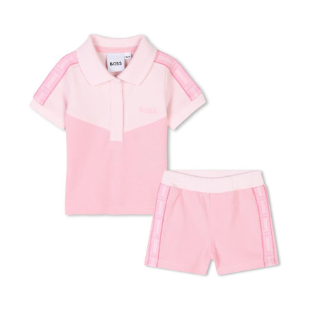 Ensemble Boss bébé polo et short Rose