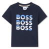 T-shirt Bébé BOSS – 100 % Coton & Imprimé Multi Logo – Bleu