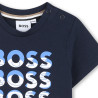 T-shirt Bébé BOSS – 100 % Coton & Imprimé Multi Logo – Bleu