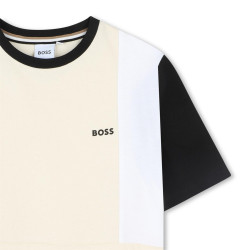 T-shirt Enfant BOSS – 100 % Coton & Blocs de Couleurs – Beige
