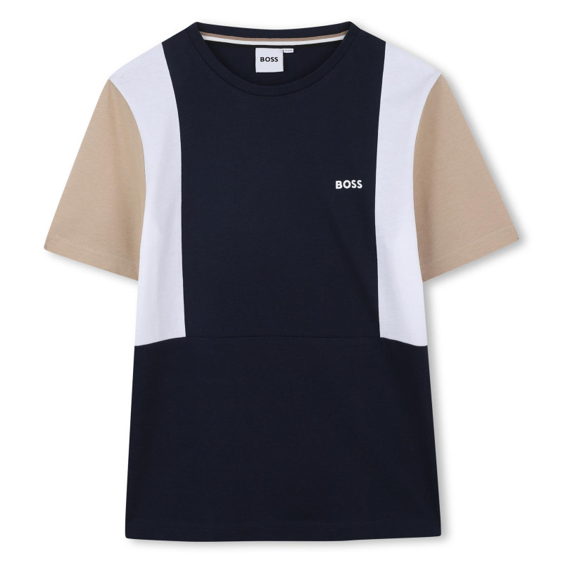 T-shirt Enfant BOSS – 100 % Coton & Blocs de Couleurs – Bleu