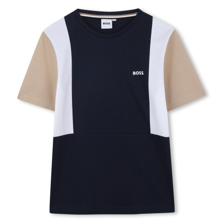 T-shirt Enfant BOSS – 100 % Coton & Blocs de Couleurs – Bleu