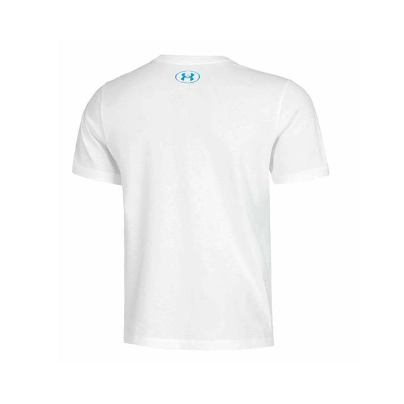 T-shirt Blanc à Manches Courtes avec Détails Réfléchissants et Grand Logo Under Armour – Visibilité et Confort