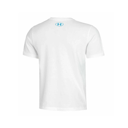 T-shirt Blanc à Manches Courtes avec Détails Réfléchissants et Grand Logo Under Armour – Visibilité et Confort