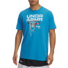 T-shirt Bleu à Manches Courtes Under Armour Hoops Net pour Homme – Style Basketball et Confort Optimal