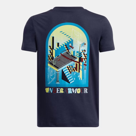 T-Shirt Bleu Marine à manches courtes Under Armour Portal Logo pour enfant – Confort & Style Sportif