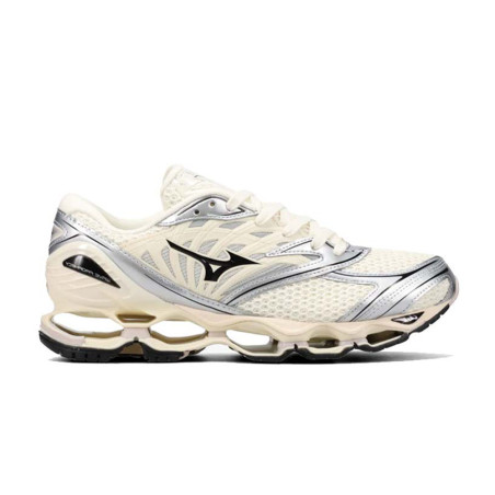 Mizuno Wave Prophecy LS – Blanc/Argent – Performance et Élégance