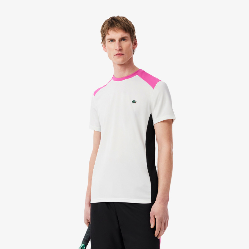 T-shirt Homme Lacoste Sport Colour-Block – Vert et Blanc – Confort & Performance