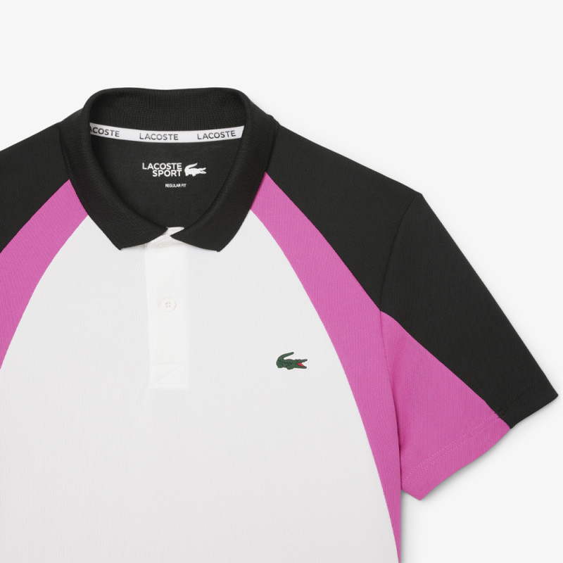 Polo Rose et Noir Lacoste Tennis color-block imprimé – Élégance sportive et performance