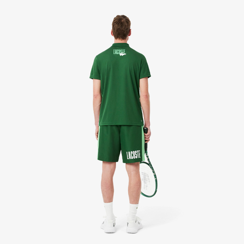 Short Vert Lacoste Tennis marquage imprimé – Élégance sportive et performance