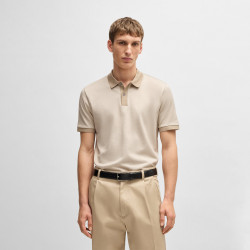 Polo Boss Beige en coton mercerisé à micro motif H-PARLAY432 – Élégance et raffinement au quotidien