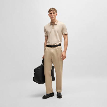 Polo Boss Beige en coton mercerisé à micro motif H-PARLAY432 – Élégance et raffinement au quotidien