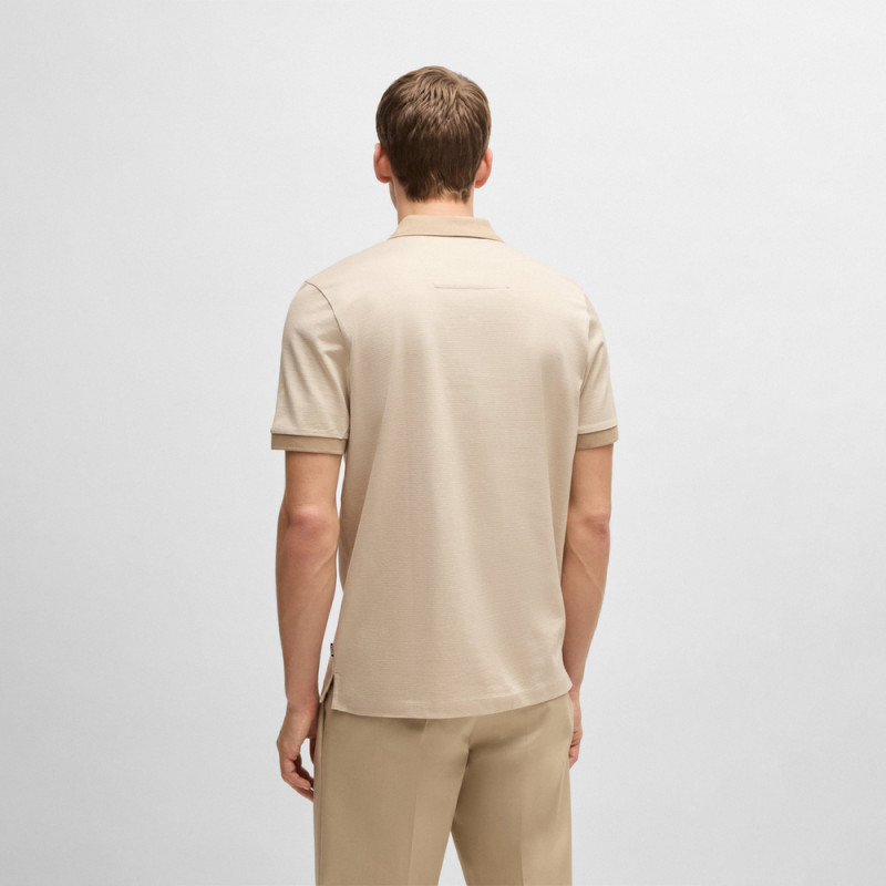 Polo Boss Beige en coton mercerisé à micro motif H-PARLAY432 – Élégance et raffinement au quotidien