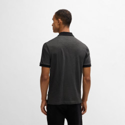 Polo Boss Noir en coton mercerisé à micro motif H-PARLAY432 – Élégance et raffinement au quotidien