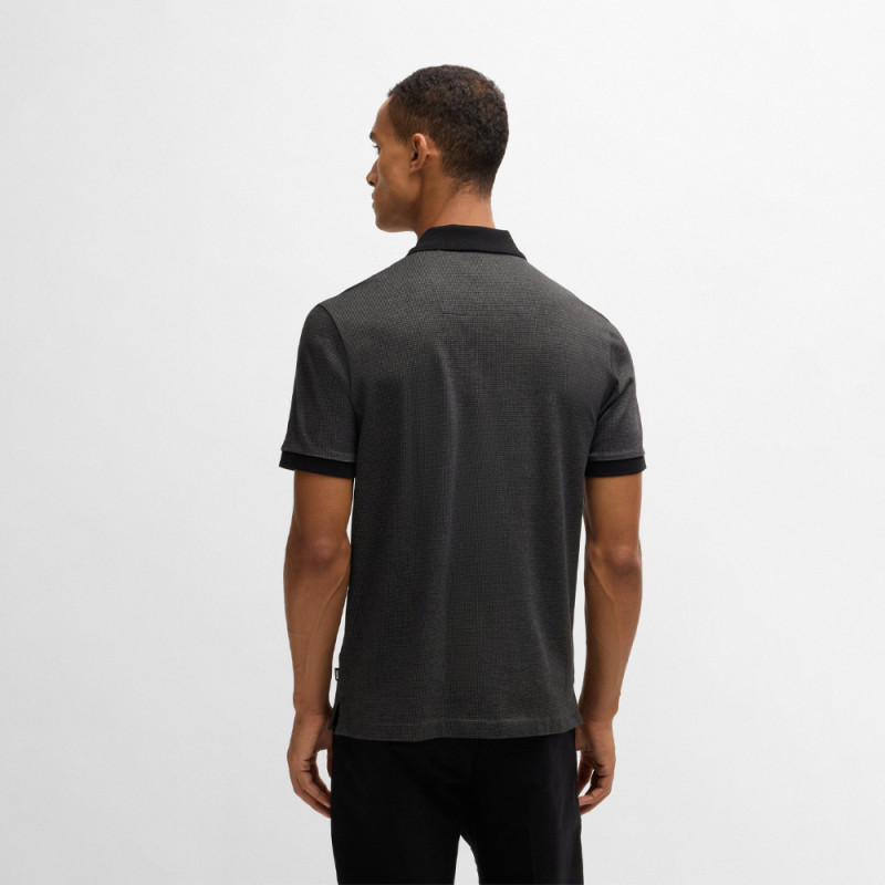 Polo Boss Noir en coton mercerisé à micro motif H-PARLAY432 – Élégance et raffinement au quotidien