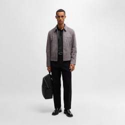 Polo Boss Noir en coton mercerisé à micro motif H-PARLAY432 – Élégance et raffinement au quotidien