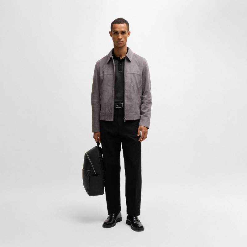 Polo Boss Noir en coton mercerisé à micro motif H-PARLAY432 – Élégance et raffinement au quotidien