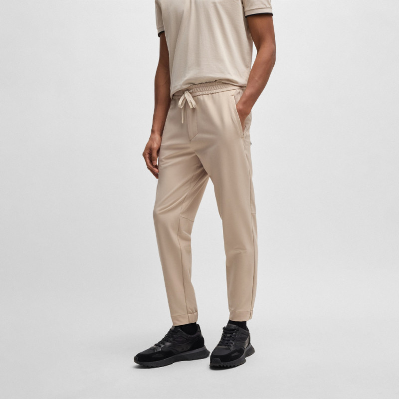 Pantalon Homme BOSS T_Flex Tapered Fit – Beige – Élégance et Performance