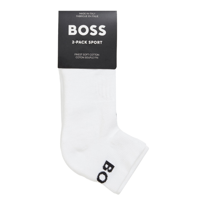 Lot de deux paires de chaussettes basses BOSS Blanches en tissu stretch – Discrétion et confort au quotidien