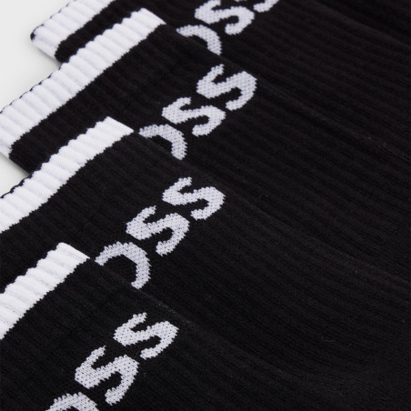 Lot de six paires de chaussettes courtes côtelées BOSS noires en coton mélangé – Confort et style au quotidien