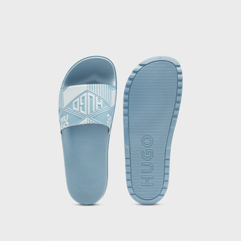 Mules HUGO MATCH_IT_SLID_EMLG Bleu Clair – Style graphique et fabrication italienne
