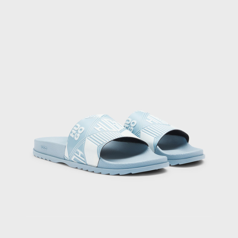 Mules HUGO MATCH_IT_SLID_EMLG Bleu Clair – Style graphique et fabrication italienne