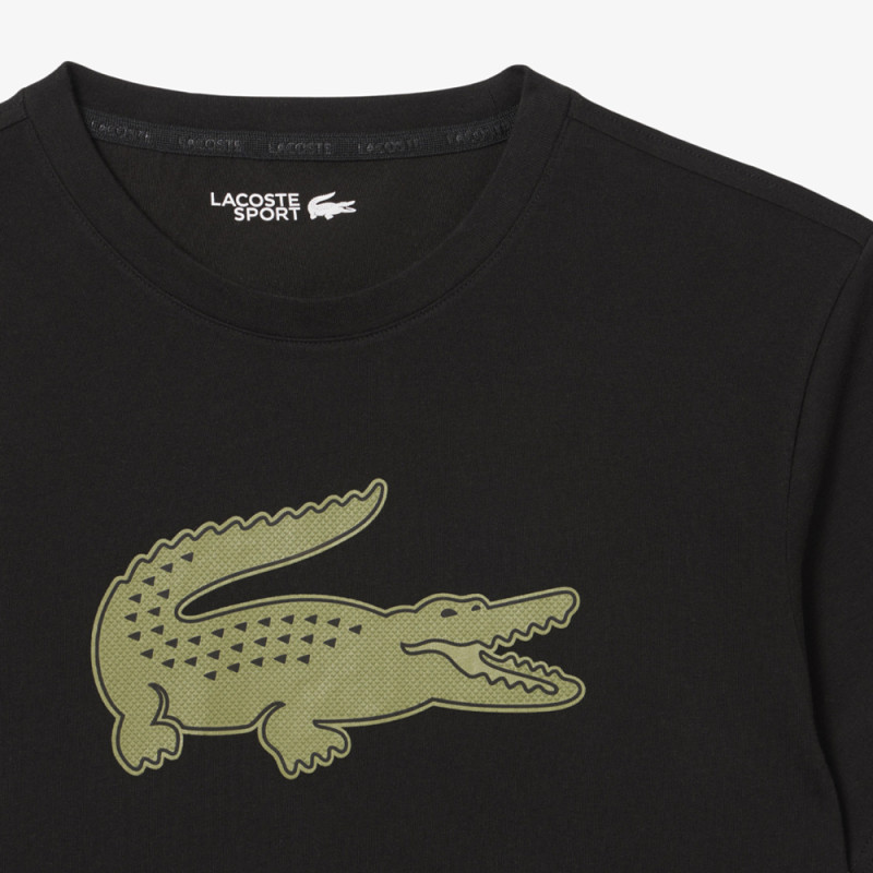 T-shirt Lacoste SPORT Noir et Vert Kaki – Performance et style emblématique