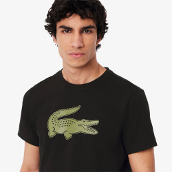 T-shirt Lacoste SPORT Noir et Vert Kaki – Performance et style emblématique