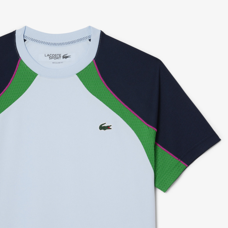 T-shirt Bleu Clair Lacoste Tennis color-block Ultra Dry – Performance et style sur le court