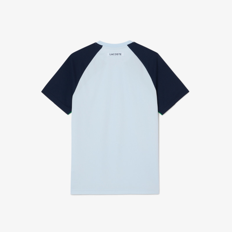 T-shirt Bleu Clair Lacoste Tennis color-block Ultra Dry – Performance et style sur le court