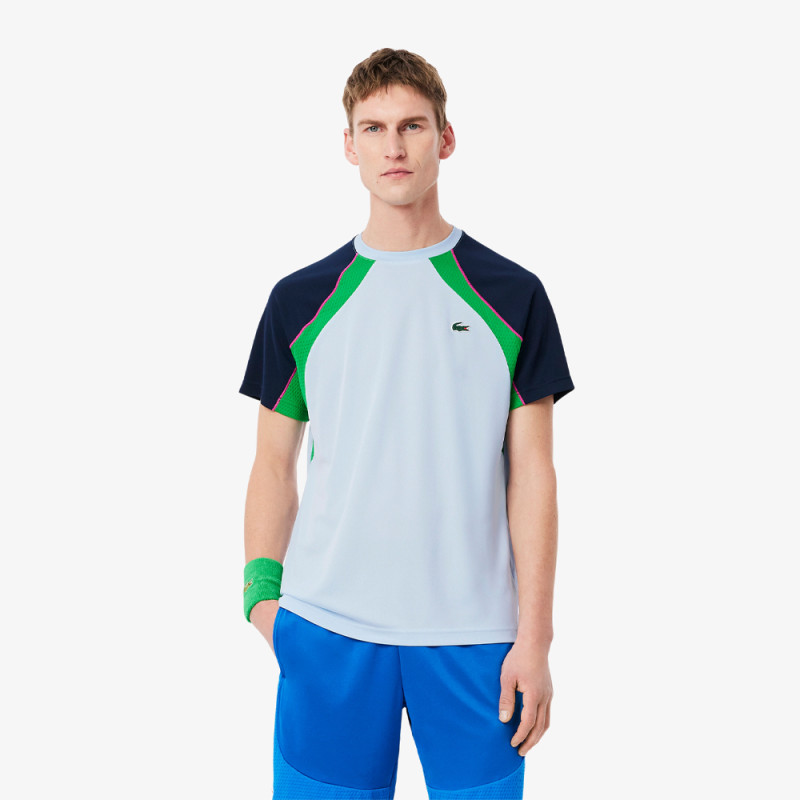 T-shirt Bleu Clair Lacoste Tennis color-block Ultra Dry – Performance et style sur le court
