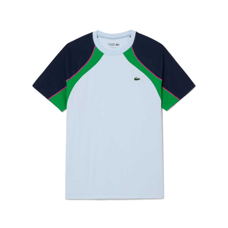 T-shirt Bleu Clair Lacoste Tennis color-block Ultra Dry – Performance et style sur le court