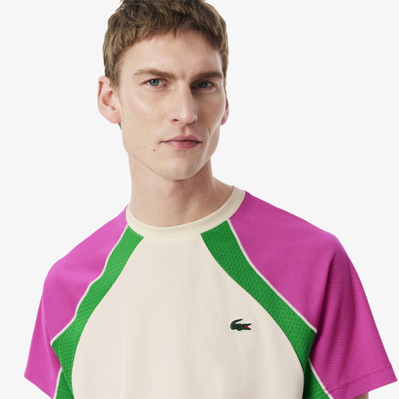 T-shirt Blanc Lacoste Tennis color-block Ultra Dry – Performance et style sur le court