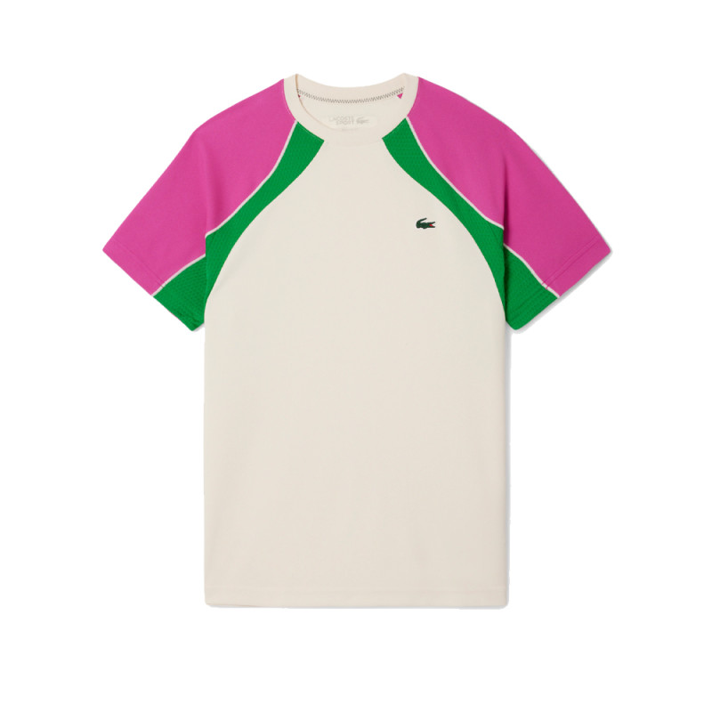 T-shirt Blanc Lacoste Tennis color-block Ultra Dry – Performance et style sur le court