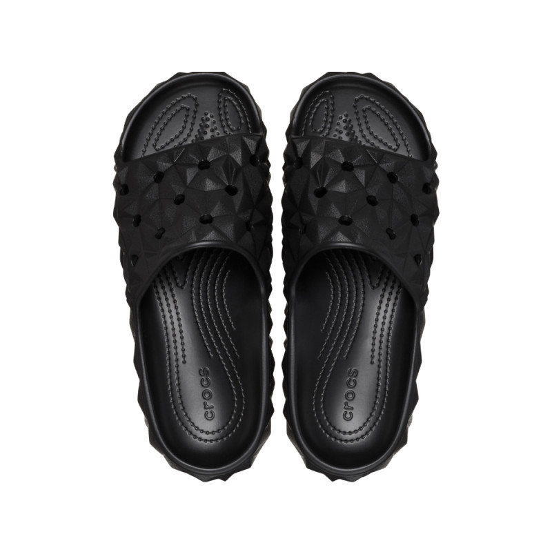 Claquettes Crocs Classic Geometric Slide V2 Noires – Style contemporain et confort emblématique