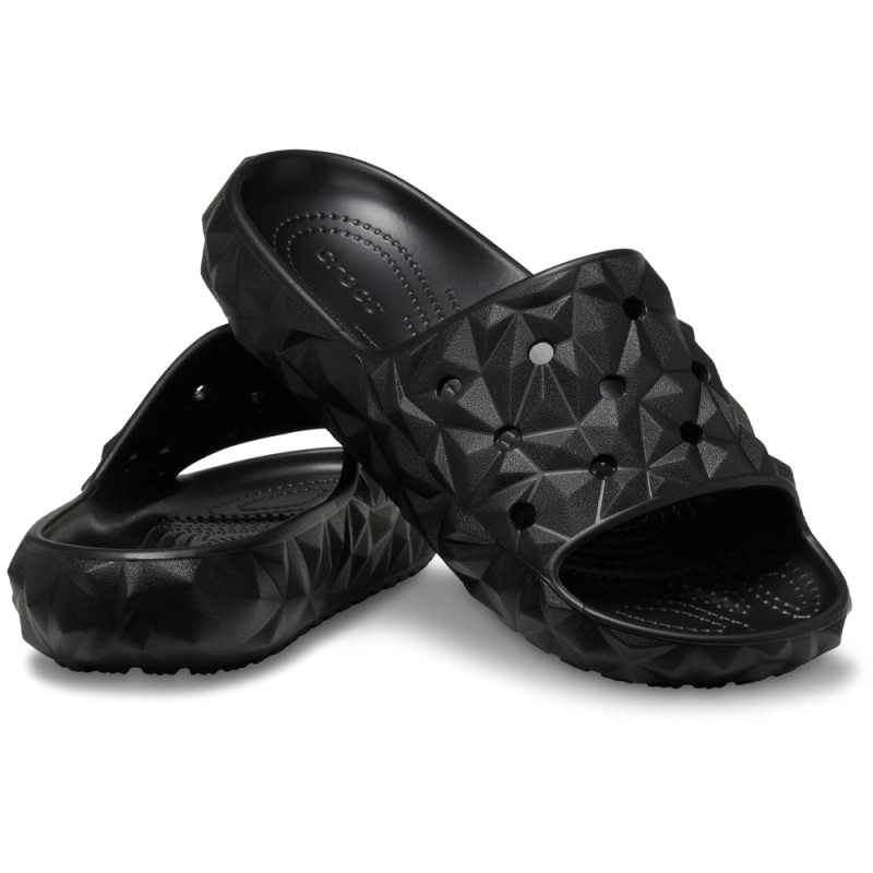 Claquettes Crocs Classic Geometric Slide V2 Noires – Style contemporain et confort emblématique