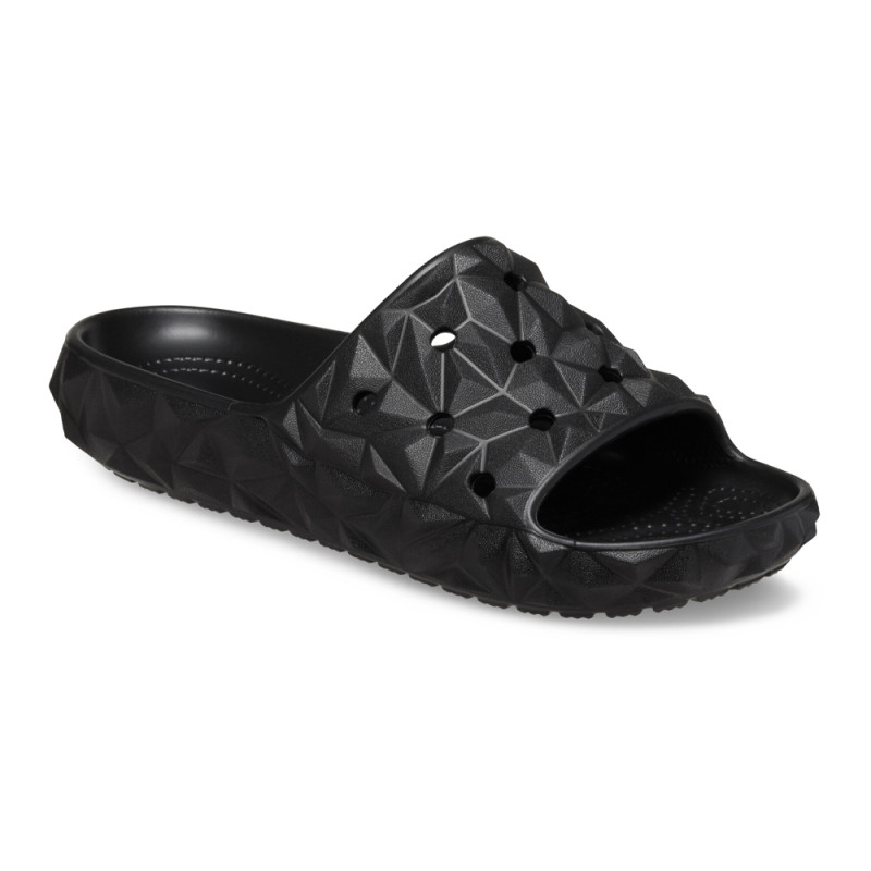 Claquettes Crocs Classic Geometric Slide V2 Noires – Style contemporain et confort emblématique