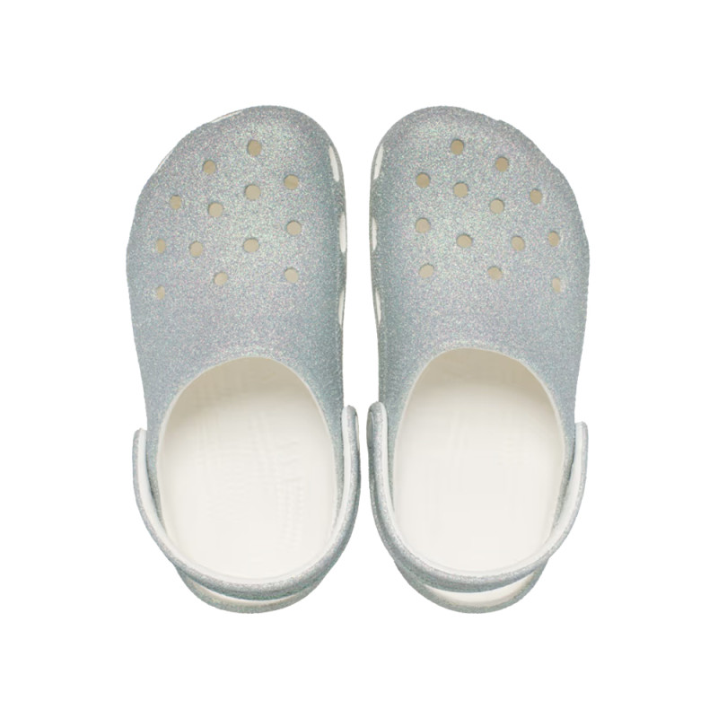Sabot Crocs Classic Enfant Blanc Iridescent Glitter – Brillance et confort pour les plus jeunes