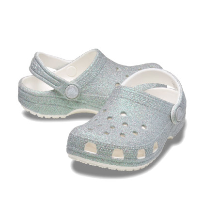 Sabot Crocs Classic Enfant Blanc Iridescent Glitter – Brillance et confort pour les plus jeunes