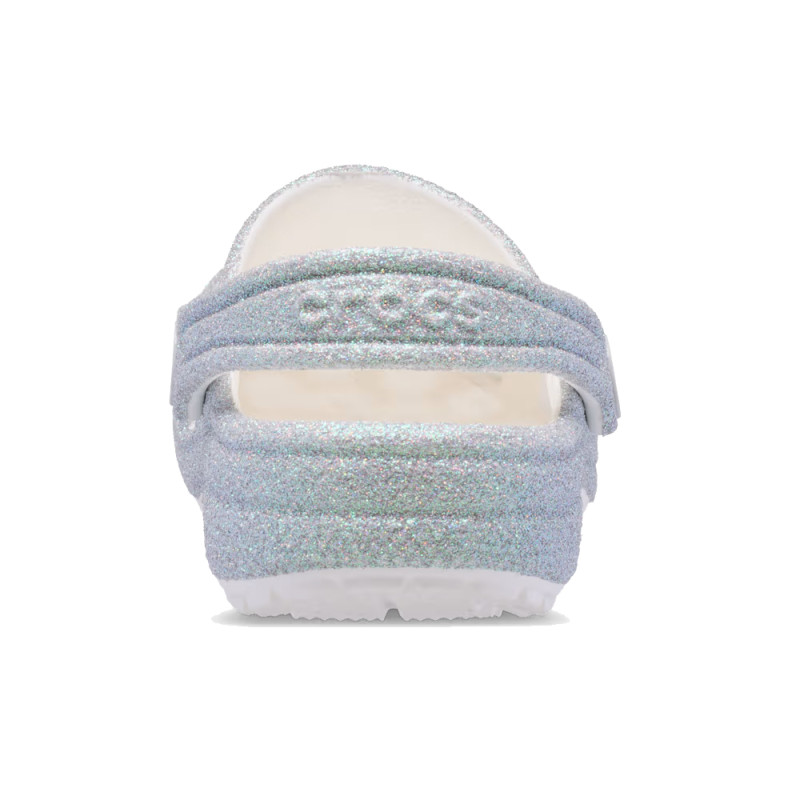 Sabot Crocs Petit Enfant Blanc Classic Iridescent Glitter Clog – Éclat et confort pour les tout-petits