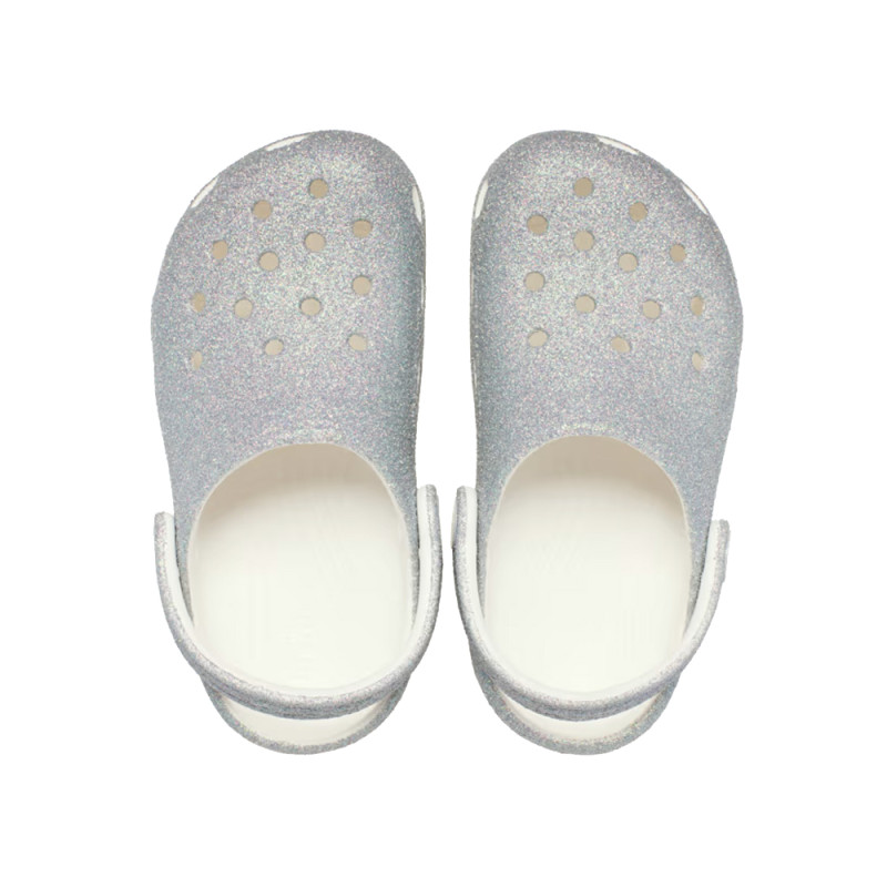 Sabot Crocs Petit Enfant Blanc Classic Iridescent Glitter Clog – Éclat et confort pour les tout-petits