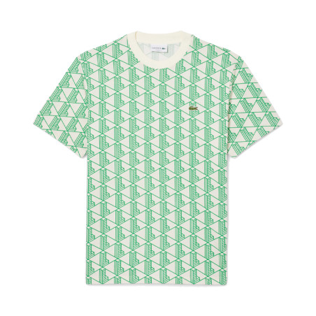 T-shirt Lacoste en coton monogramme blanc et vert – Élégance intemporelle et confort durable