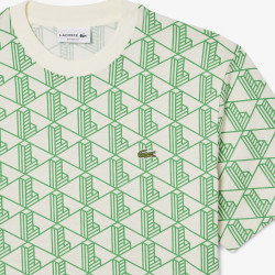 T-shirt Lacoste en coton monogramme blanc et vert – Élégance intemporelle et confort durable